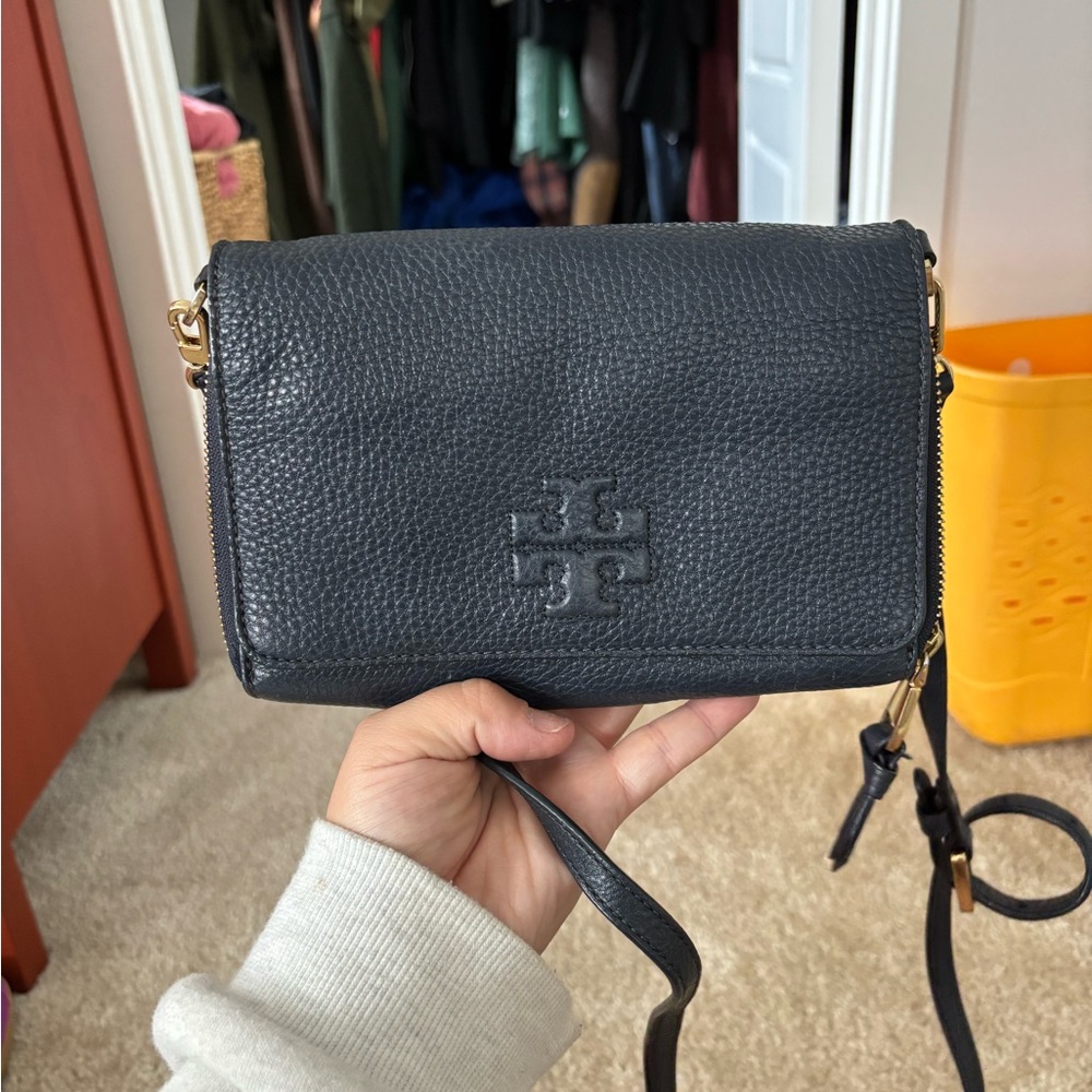 Tory Burch Black Pebbled Leather Crossbody